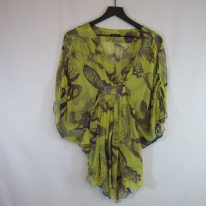 2b. rych yellow purple silk butterfly blouse top